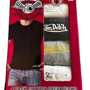 Von Dutch Men’s Crew Neck T-Shirts 4 Pack • Medium • NEW